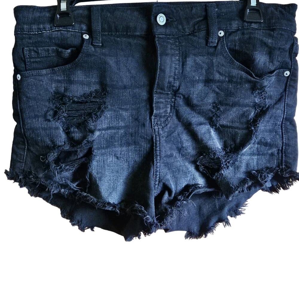Black Raw Hem Denim Short Shorts Size 12